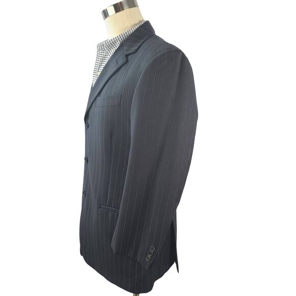 Gianfranco Ferre Saks Fifth Ave Men's Black Pin Stripe Suit Sport Coat Wool 42 - Picture 2 of 7